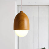 Rustic Wood Pendant Light with Nut Shape