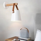 Simple Leather Strap Iron Bedside Wall Light