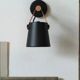 Simple Leather Strap Iron Bedside Wall Light