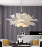 Flower Pendant Light Dimmable Modern White Metal for Dining Room