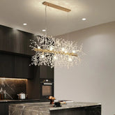 Romantic Dandelion Crystal Linear Chandelier for Dining Room