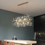 Romantic Dandelion Crystal Linear Chandelier for Dining Room