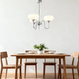 Mid Century Chandelier Opal Glass Metal Dimmable for Dining Room