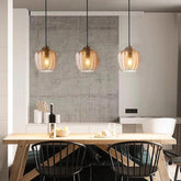 Nordic Geometric Ribbed Glass Pendant Light for Dining Room