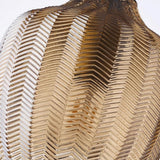 Nordic Geometric Ribbed Glass Pendant Light for Dining Room
