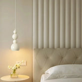 Nordic Cream Pendant Light Metal Dimmable for Bedside, Gourd Design