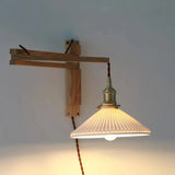 Vintage Wood Wall Light Adjustable for Bedroom, Anti-Glare