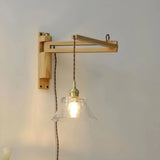 Vintage Wood Wall Light Adjustable for Bedroom, Anti-Glare
