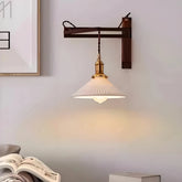 Vintage Wood Wall Light Adjustable for Bedroom, Anti-Glare