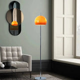 Orange Shade Floor Lamp Low Blue Mid Century Style for Living Room