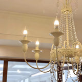 Antique White Crystal Chandelier for Living Room, Anti-Glare