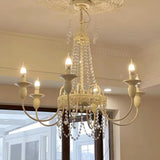 Antique White Crystal Chandelier for Living Room, Anti-Glare