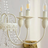 Antique White Crystal Chandelier for Living Room, Anti-Glare
