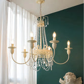 Antique white crystal chandelier, 6-light version