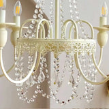 Antique White Crystal Chandelier for Living Room, Anti-Glare
