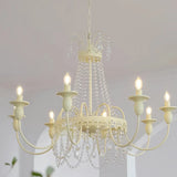 Antique White Crystal Chandelier for Living Room, Anti-Glare