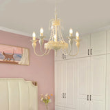 Antique White Crystal Chandelier for Living Room, Anti-Glare
