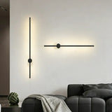 Minimalist Linear Wall Light Black Metal Dimmable for Living Room