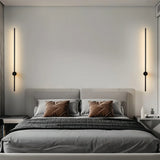 Minimalist Linear Wall Light Black Metal Dimmable for Living Room