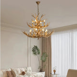 Rustic Deer Antler Chandelier With Anti Glare Lighting for Living Rooms