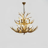 Rustic Deer Antler Chandelier With Anti Glare Lighting for Living Rooms