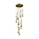 Luxury Tear Drop Crystal Chandelier Gold Durable for Staircase