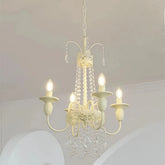 Antique White Crystal Chandelier for Living Room, Anti-Glare