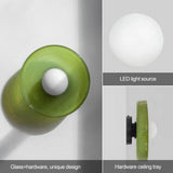 Nordic Green Glass Flush Mount Ceiling Light for Bedroom