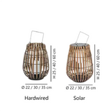 Bohemian Outdoor Floor Lantern Light Bamboo for Patio, Solar, IP65