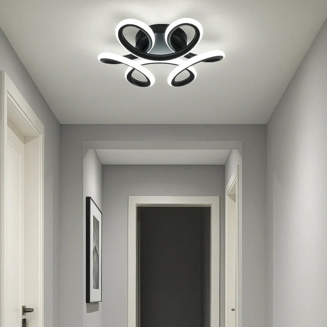 Black flower-shaped LED flush ceiling light