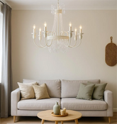 French Cream LED Crystal Candle Chandelier