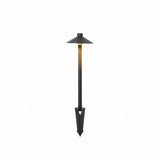 Outdoor mushroom pathway light with ground spike installation