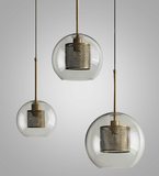 Industrial Glass Light Pendants with Round Spheres