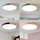 Nordic Round Ceiling Light Wood with Dimmable LED for Bedroom