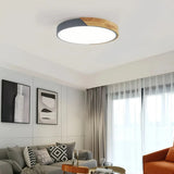 Nordic Round Ceiling Light Wood with Dimmable LED for Bedroom
