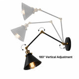 180-degree adjustable joint on an industrial wall light