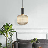 Striped Lantern Clear Glass Pendant Lighting