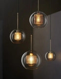 Industrial Glass Light Pendants with Round Spheres