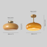 Bauhaus Orange Glass LED Semi Flush Ceiling Light for Bedroom