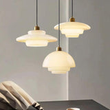 American White Glass Pendant Light for Bedroom