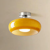 Bauhaus Orange Glass LED Semi Flush Ceiling Light for Bedroom
