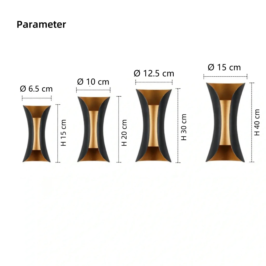 Outdoor wall light available in 15, 20, 30 and 40 cm heights