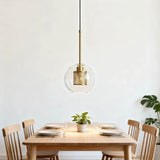 Clear Glass Pendant Light Dimmable Brass For Dining Room