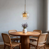 Modern Clear Glass Pendant Light Brass Dimmable for Dining Room