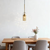 Modern Clear Glass Pendant Light Brass Dimmable for Dining Room