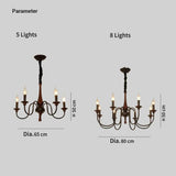 Vintage Candelabra Chandelier Wood Dimmable Black for Living Room