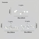 Bubble Branching Chandelier Mid Century Style Adjustable Glass for Living Room