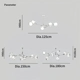 Bubble Branching Chandelier Mid Century Style Adjustable Glass for Living Room