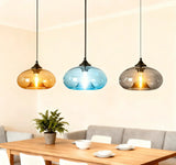 Retro Colorful Glass Pendant Light LED Dimmable for Dining Rooms