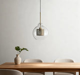 Modern Clear Glass Pendant Light Brass Dimmable for Dining Room